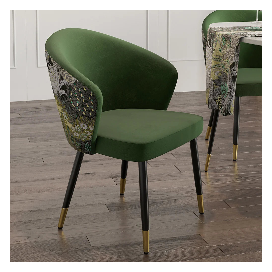 Hyeres Upholstered Velvet Dining Chair Modern Arm Chair in Gold & Black